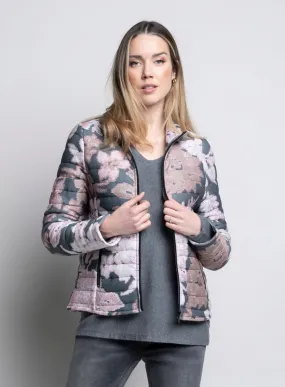 Abstract Print Knit Puffer Jacket