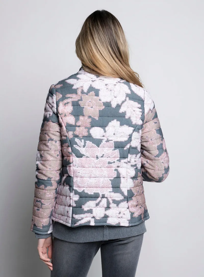 Abstract Print Knit Puffer Jacket