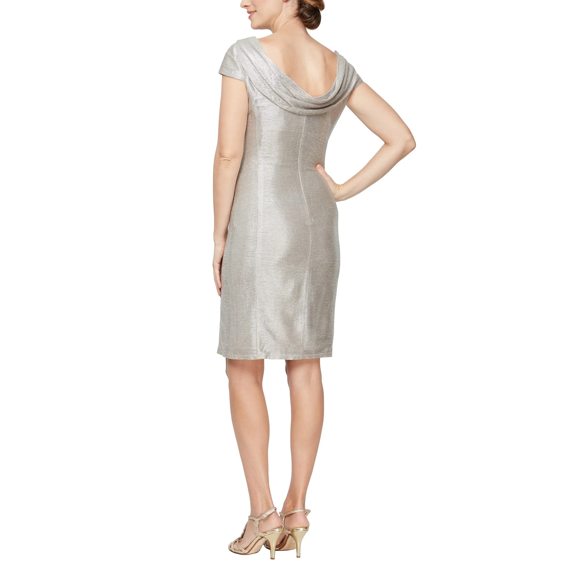 Alex Evenings 8127686 Short Cap Sleeve Metallic Dress