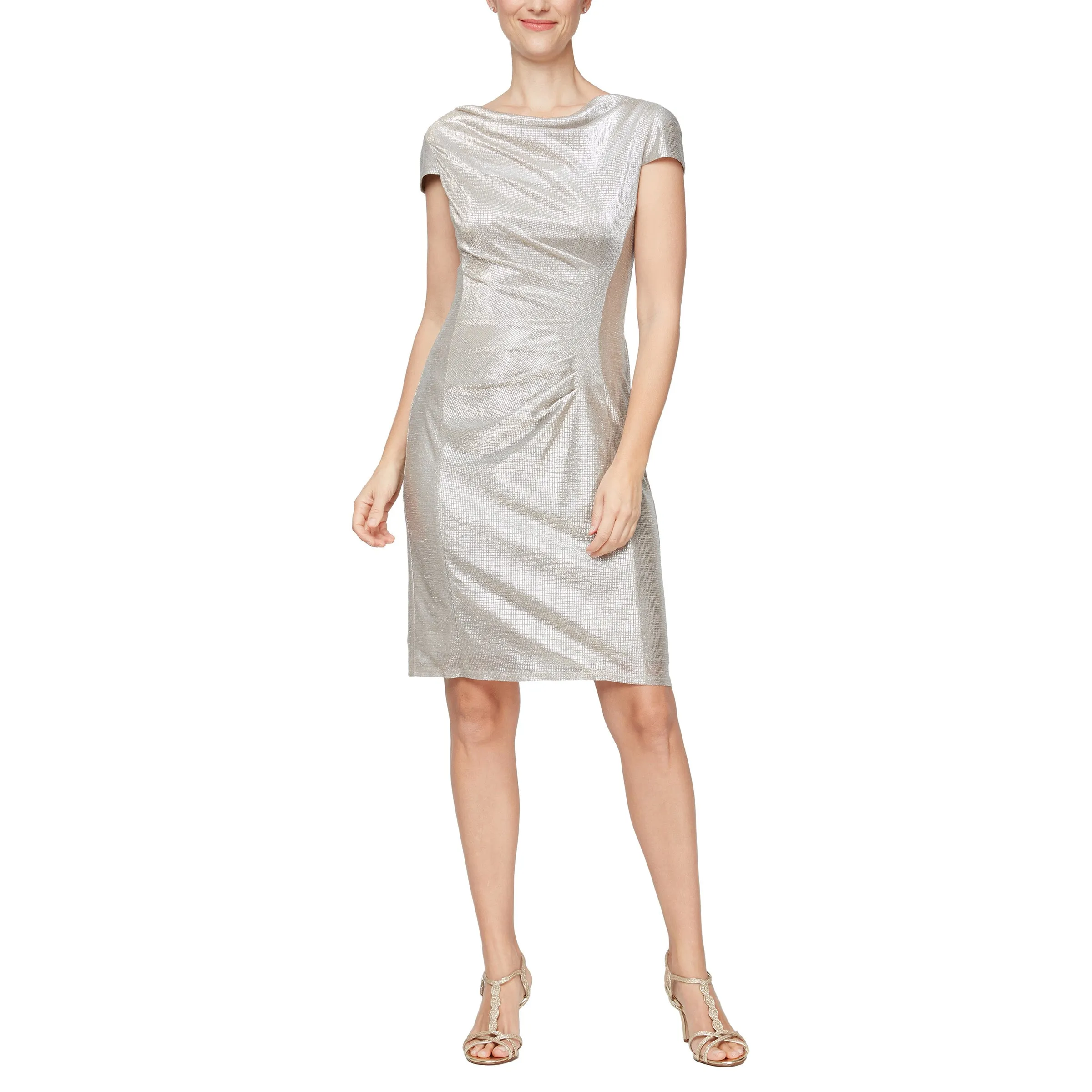 Alex Evenings 8127686 Short Cap Sleeve Metallic Dress