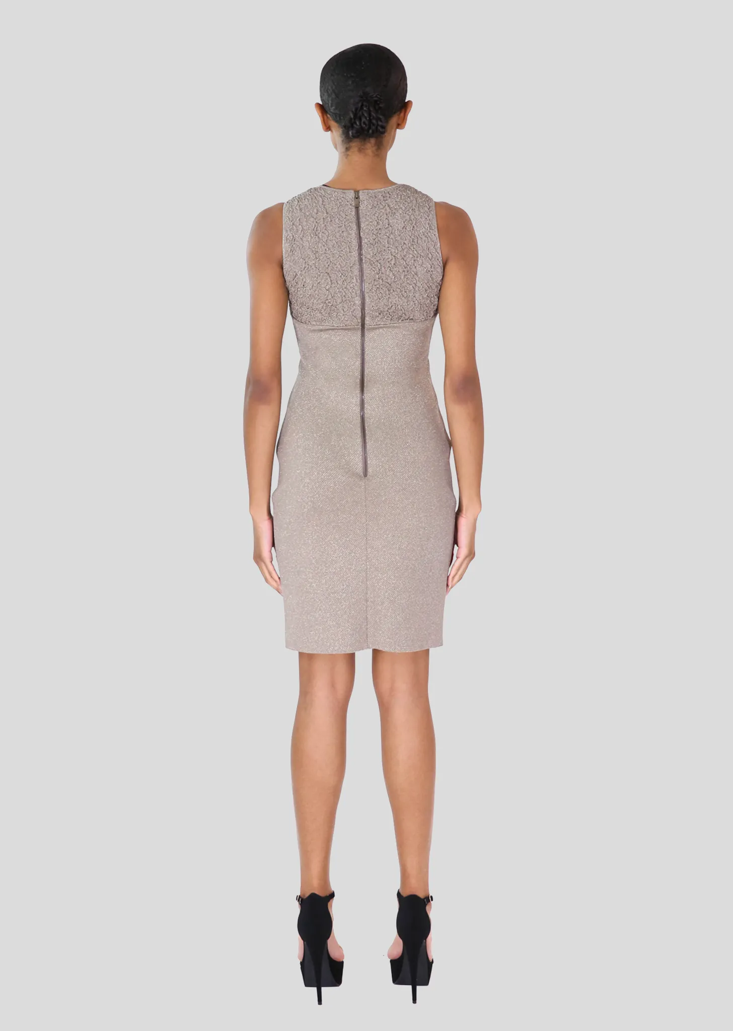 Amandine -  Sleeveless Tank Dress with Ruched Point Inset