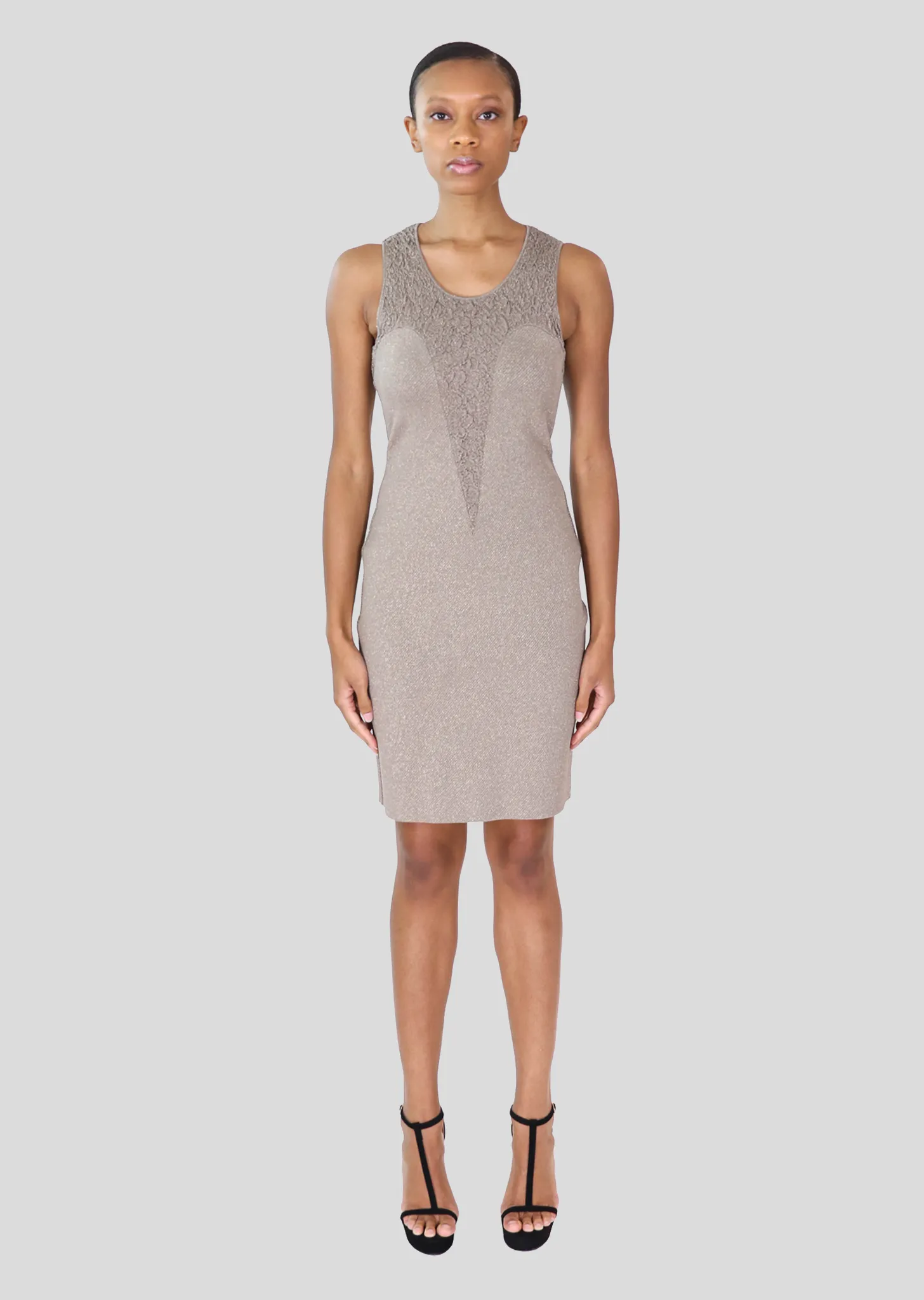 Amandine -  Sleeveless Tank Dress with Ruched Point Inset