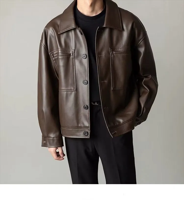 Autumn and Winter Korean Style Leisure Suit Short Motorcycle Leather Jacket