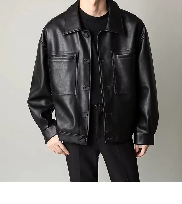 Autumn and Winter Korean Style Leisure Suit Short Motorcycle Leather Jacket