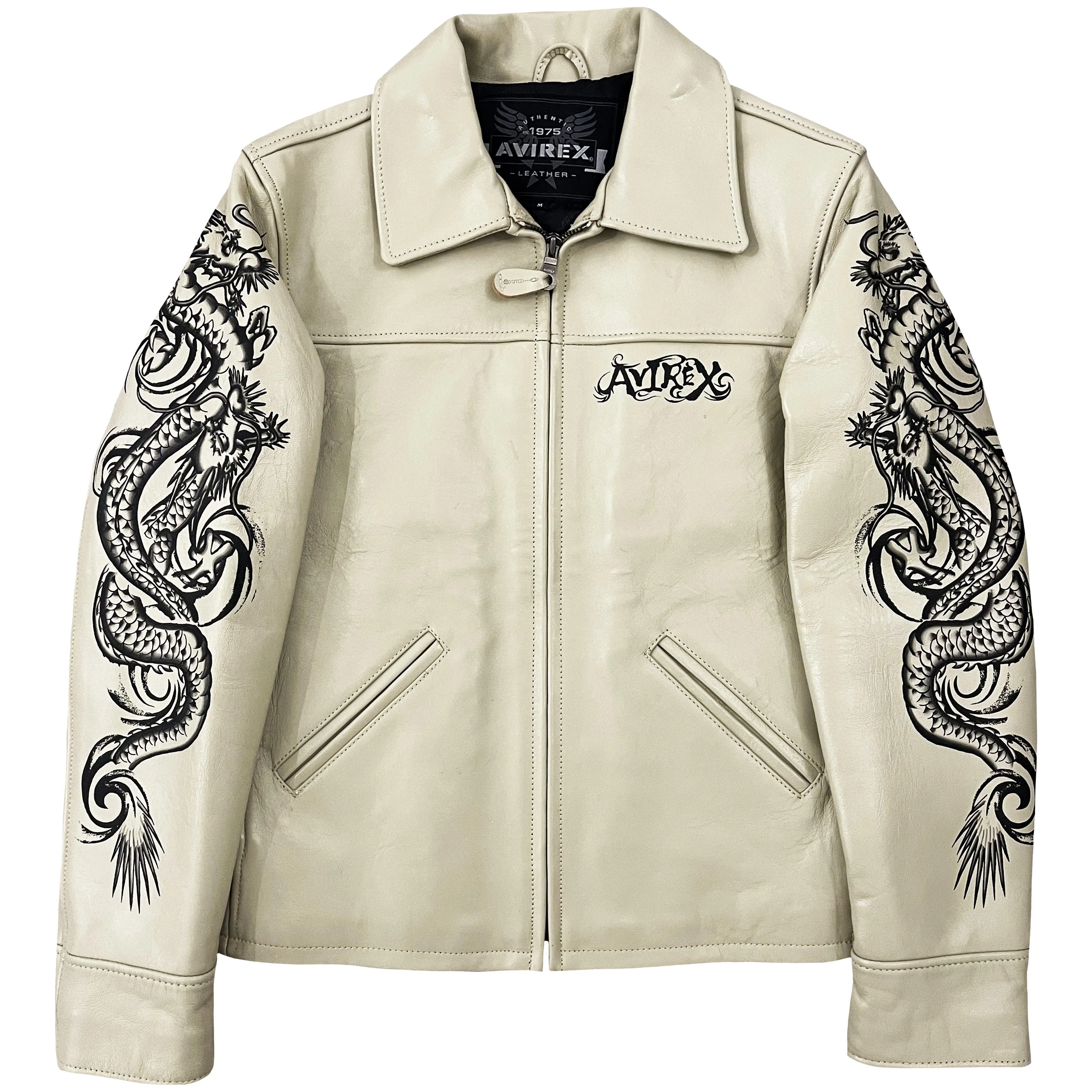 Avirex Leather Dragon Painted Jacket