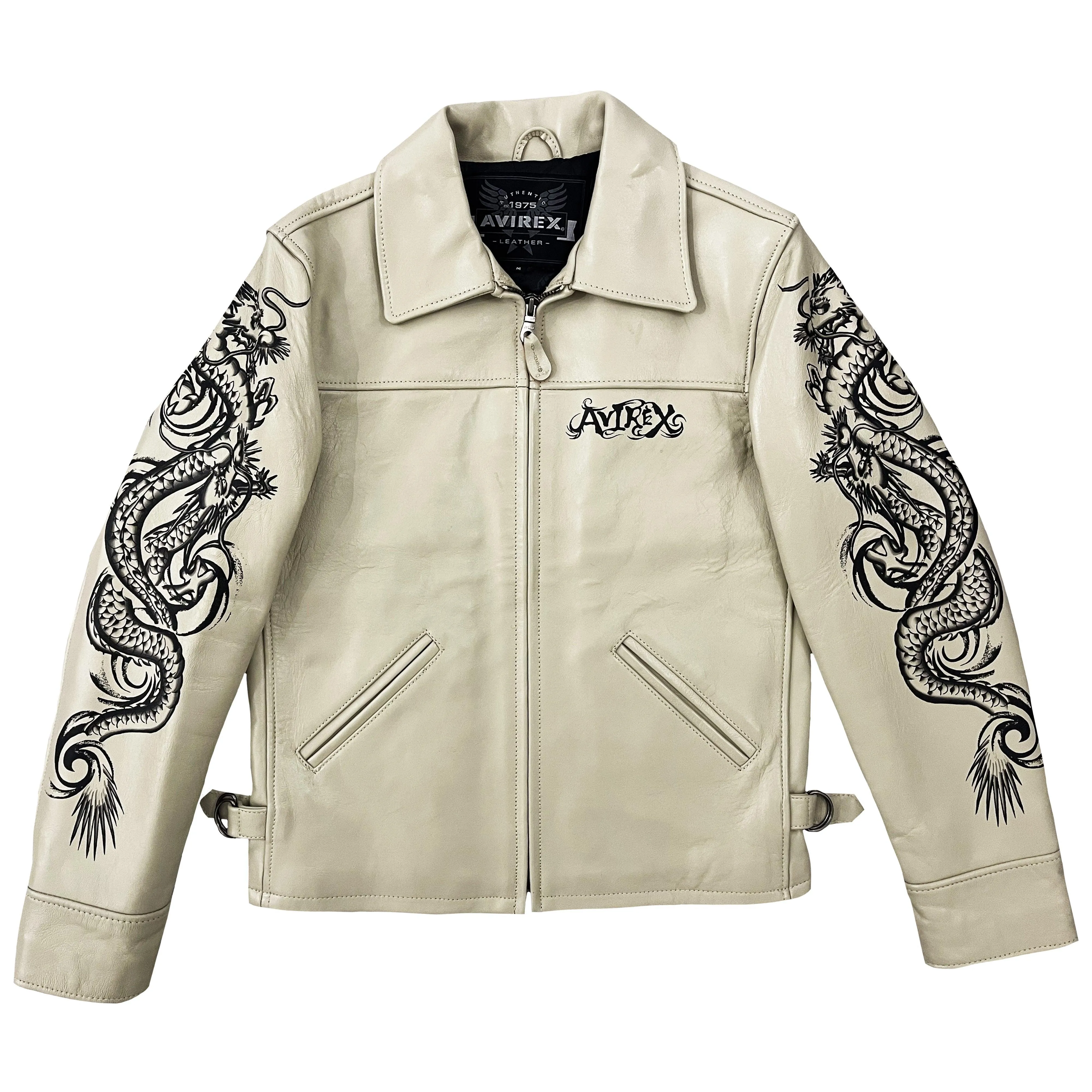 Avirex Leather Dragon Painted Jacket