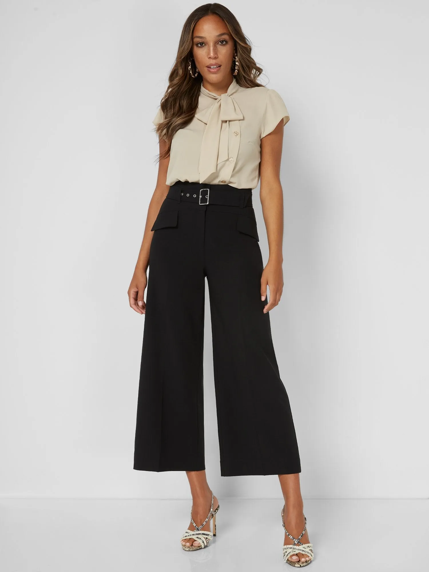 Belted Wide-Leg Capri Pant - 7th Avenue