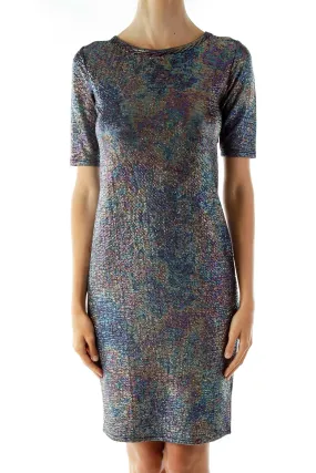 Black Multi-Color Scale Metallic Jersey Dress