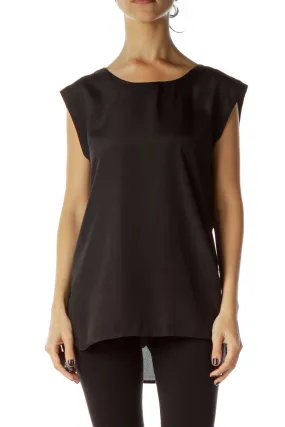 Black Round Neck Sleeveless Blouse