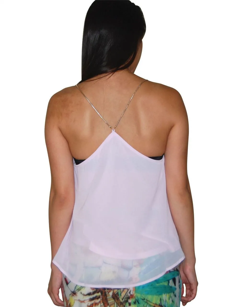 Blouses Sleeveless Top Chain Back Pink