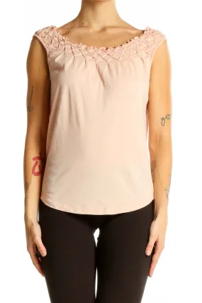 Blush Sleeveless Ruched Neckline Top