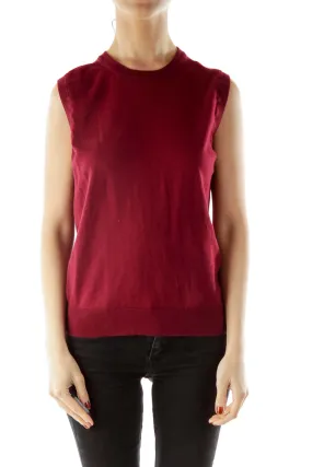 Burgundy Sleeveless Knit Blouse