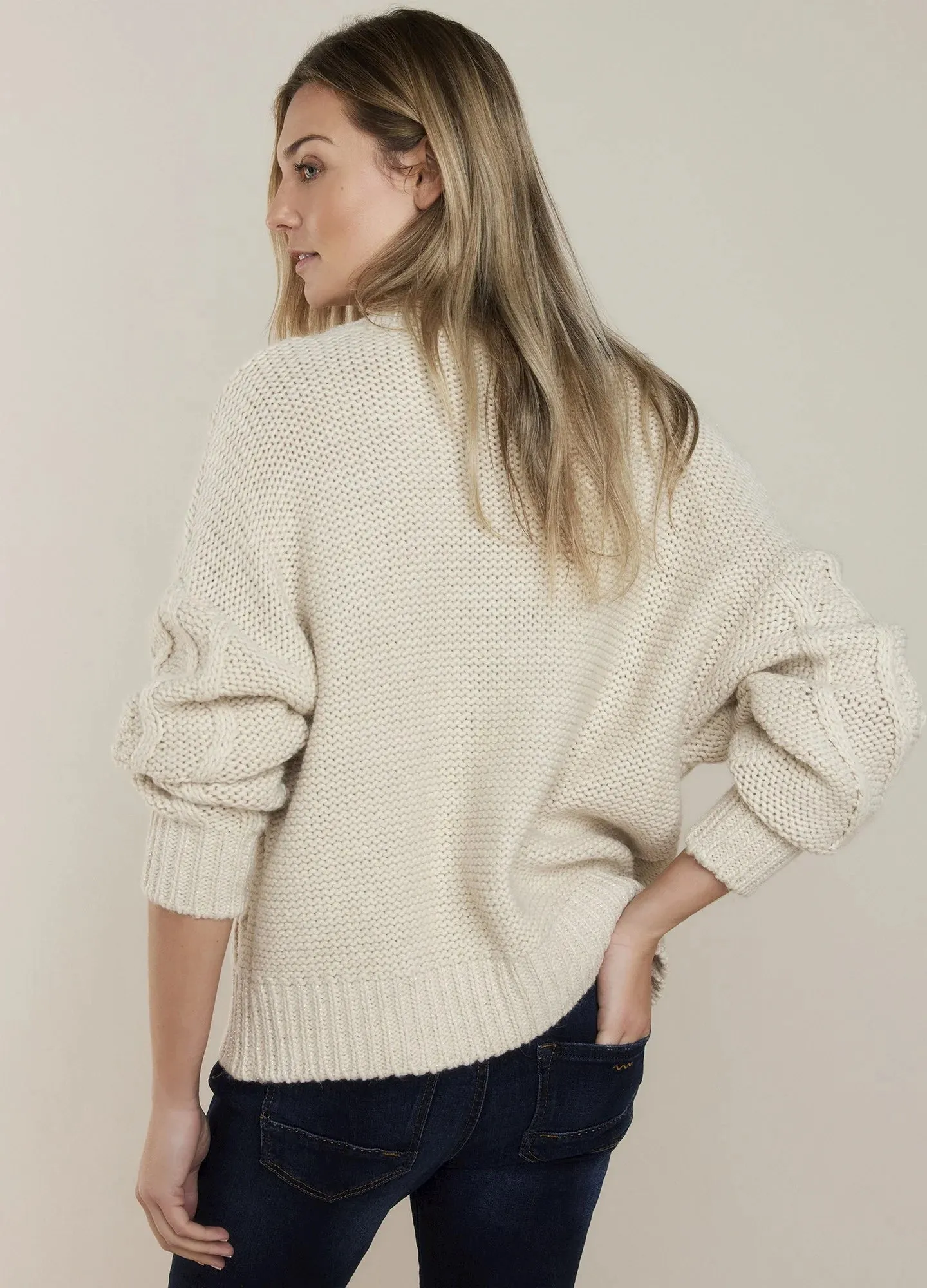 Chunky Cable Knit Cardigan | Ivory