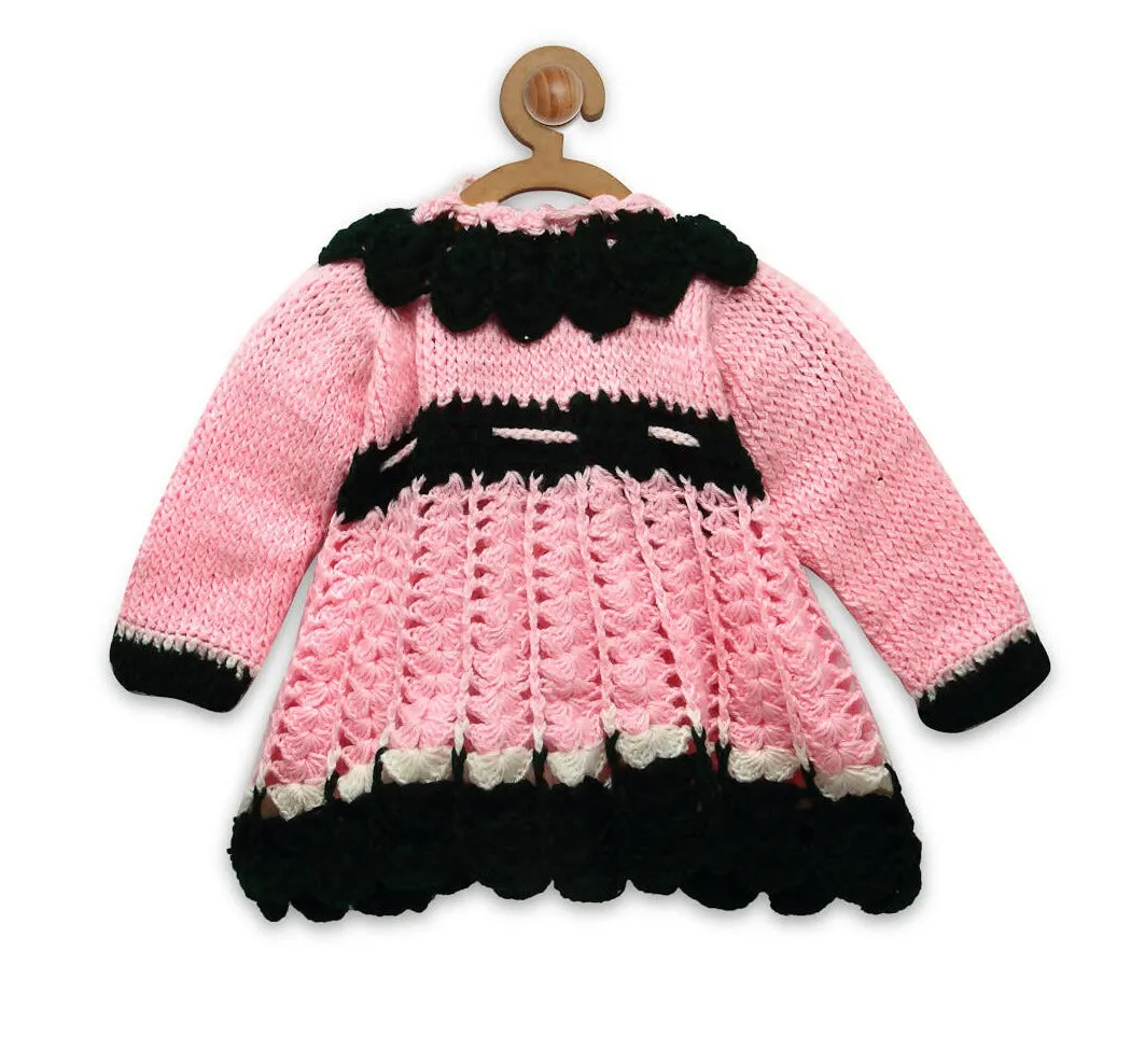 ChutPut Hand knitted Nora Wool Dress For Baby Girls - Pink