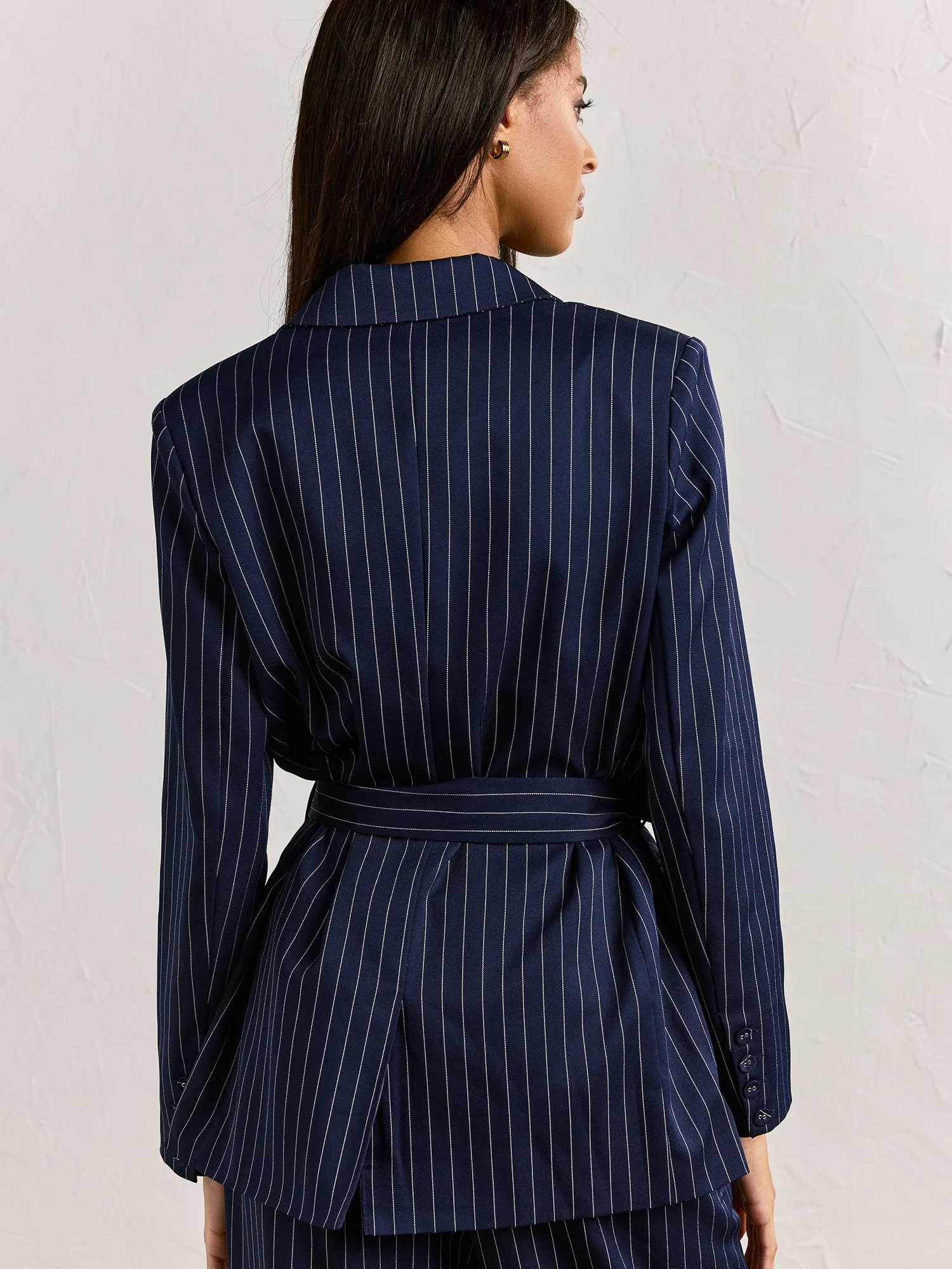 Crescent Pinstripe Tie-Waist Blazer - Brands We Love