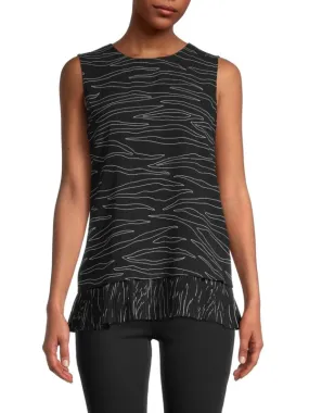 DKNY Pleated Sleeveless Top, Black