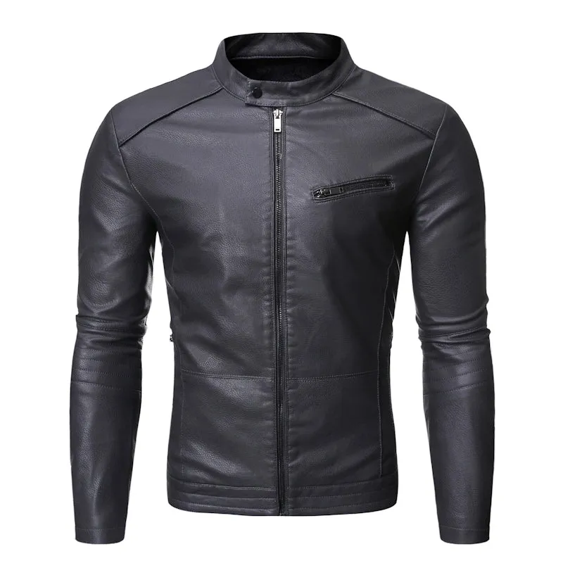 Fashion Stand Collar Men's Youth Casual Jacket Motorcycle Clothing