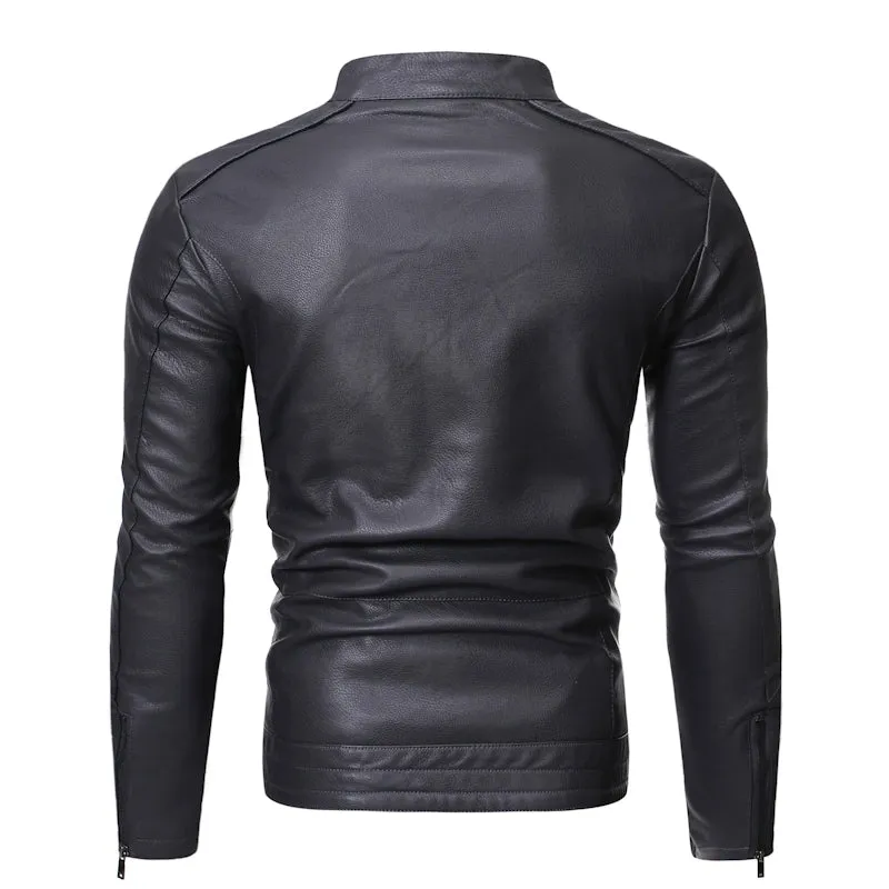 Fashion Stand Collar Men's Youth Casual Jacket Motorcycle Clothing