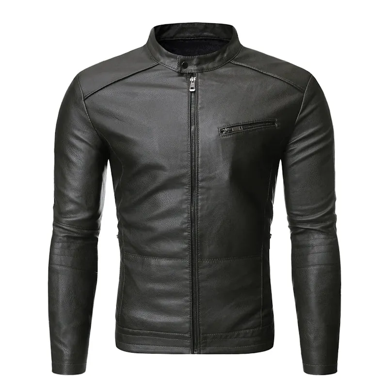 Fashion Stand Collar Men's Youth Casual Jacket Motorcycle Clothing