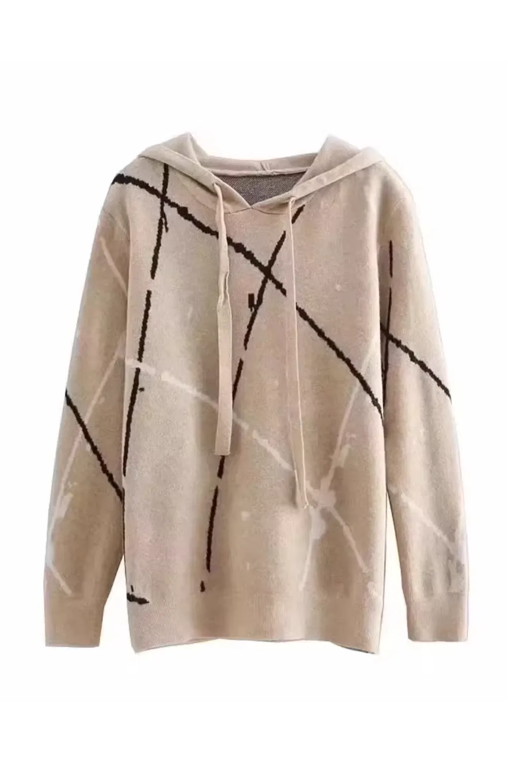 'Fern' Printed Pattern Hooded Knitted Sweater (2 Colors)