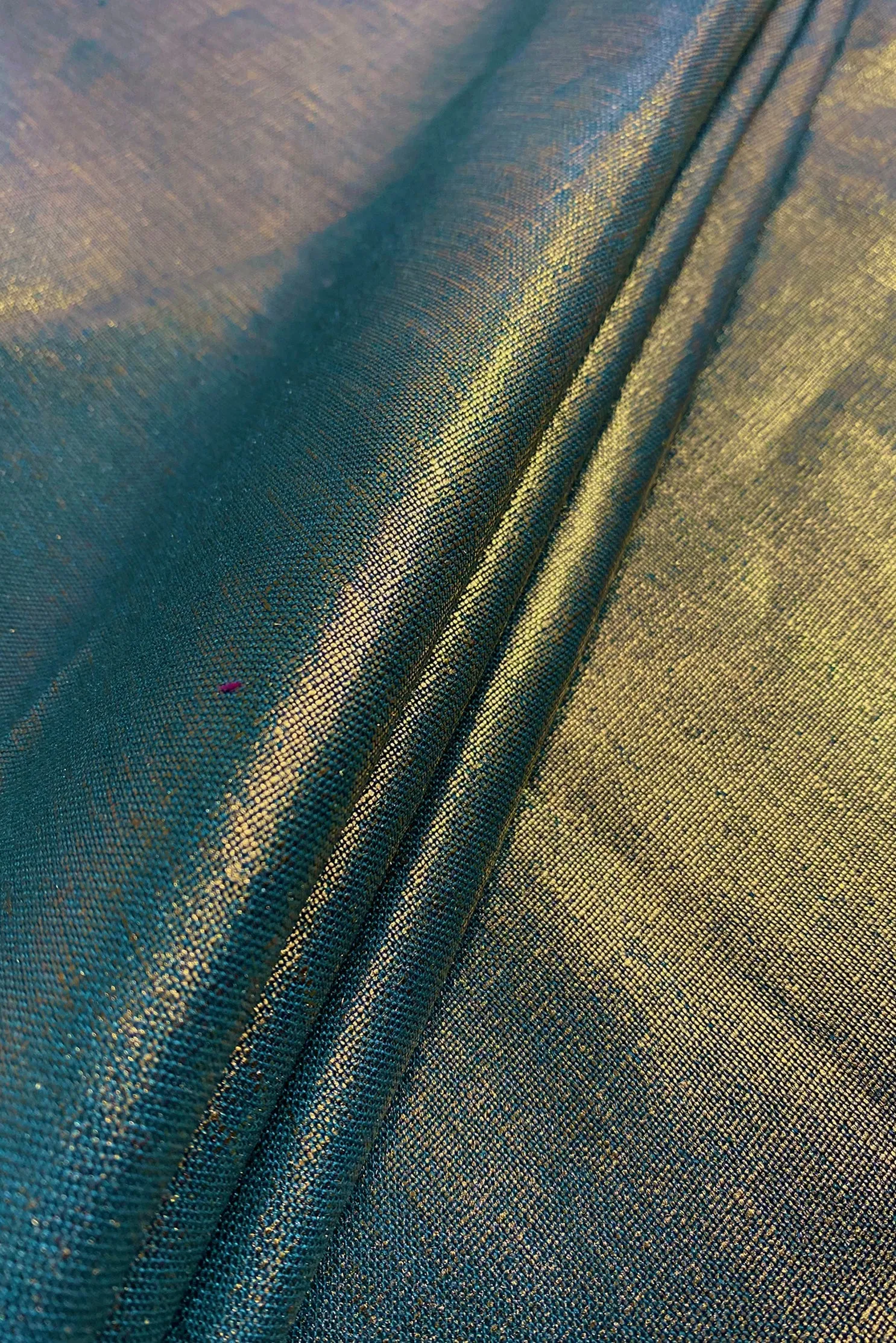 Gold Turquoise Metallic Linen