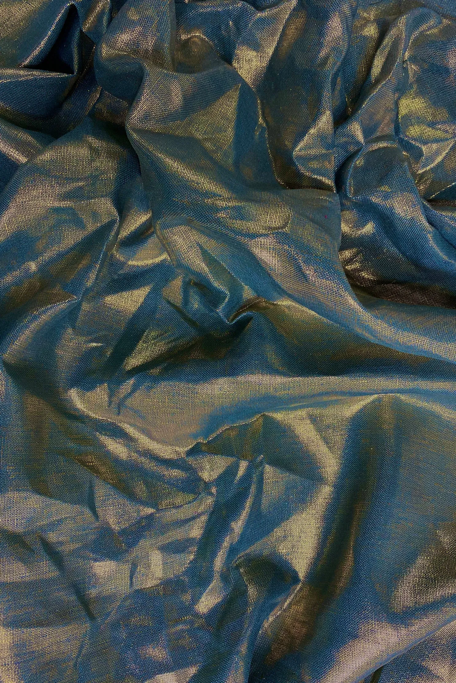 Gold Turquoise Metallic Linen