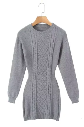 'Josephine' Long Sleeves Cut-Out Knitted Dress (3 Colors)