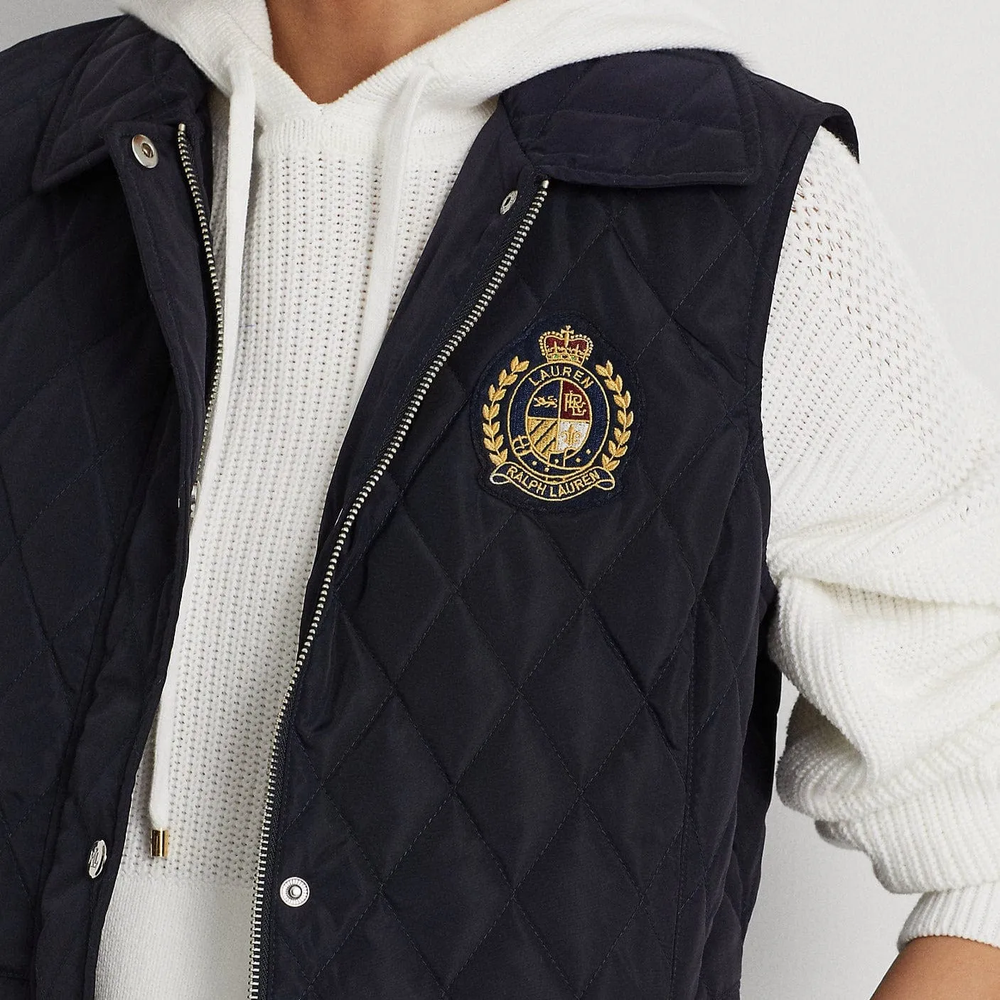 Lauren Ralph Lauren Crest-Patch Quilted Gilet Navy