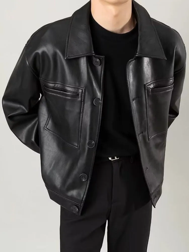 Lightly Mature Retro Loose Fashion Brand Handsome Leather Jacket