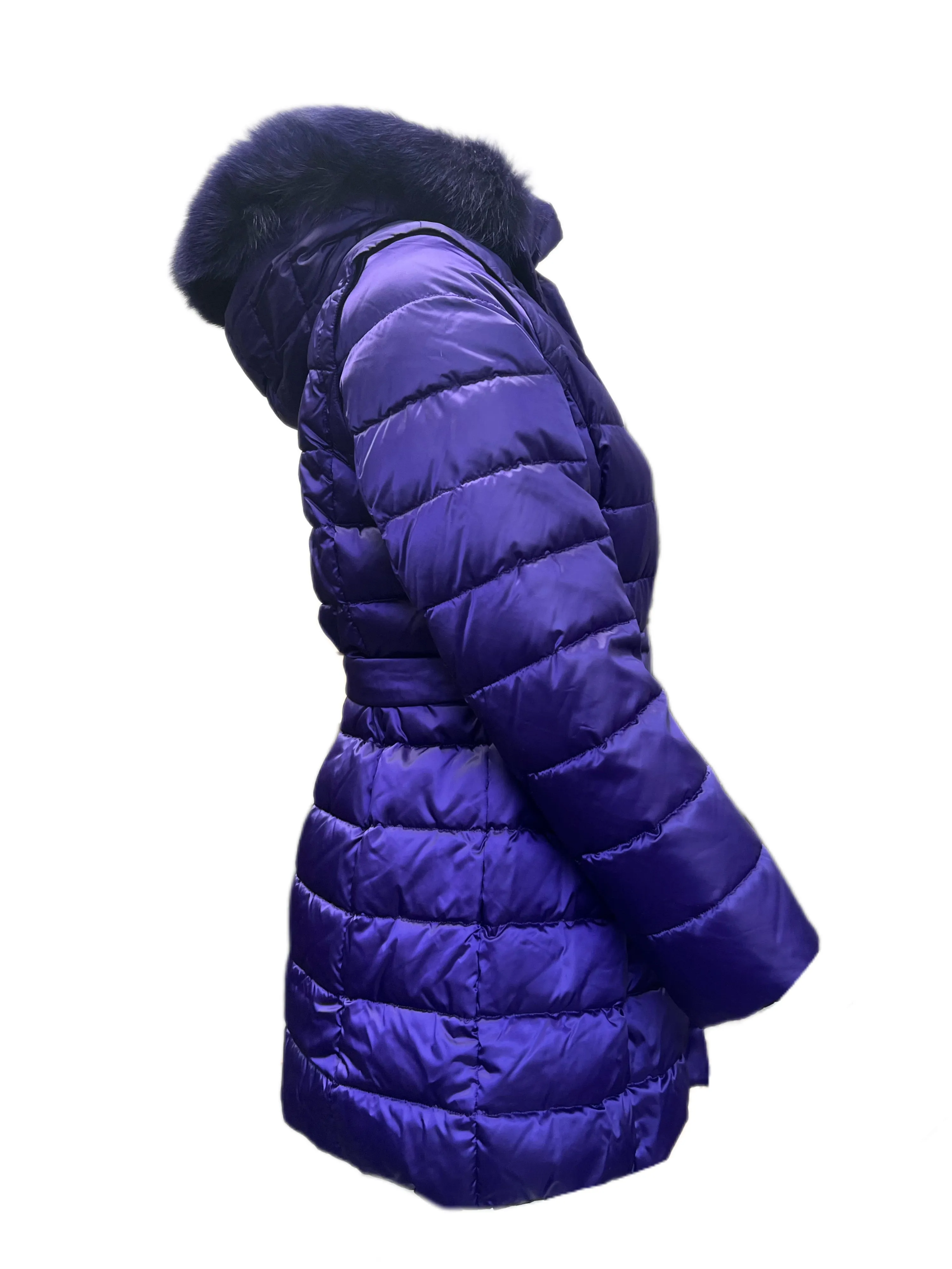 Marina Rinaldi Women's Purple Artico Hooded Quilted Jacket Size 12W/21 NWT