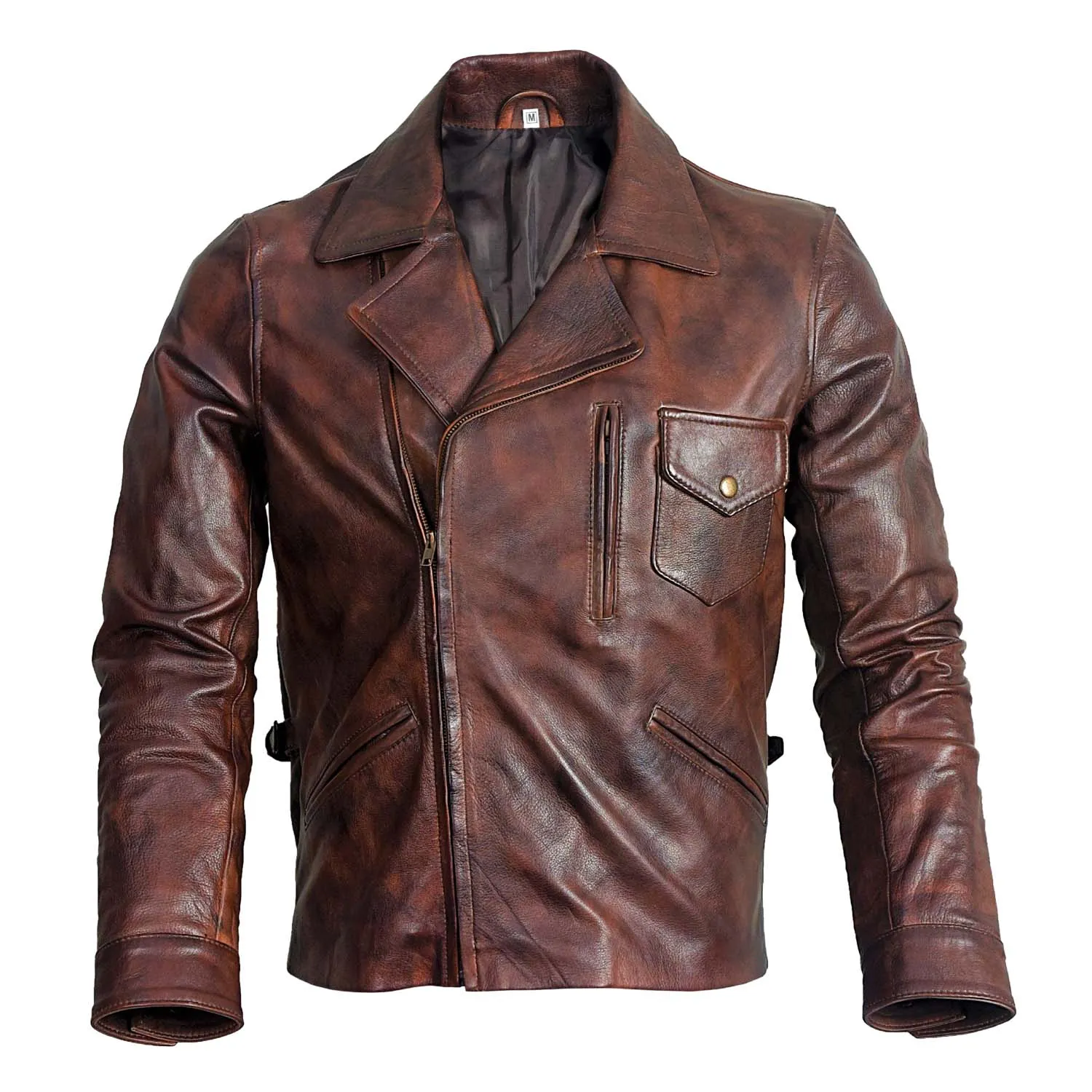 Men's Captain America Biker Brown Leather Jacket