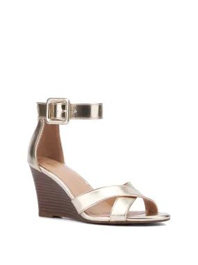 Metallic Ankle-Strap Wedge