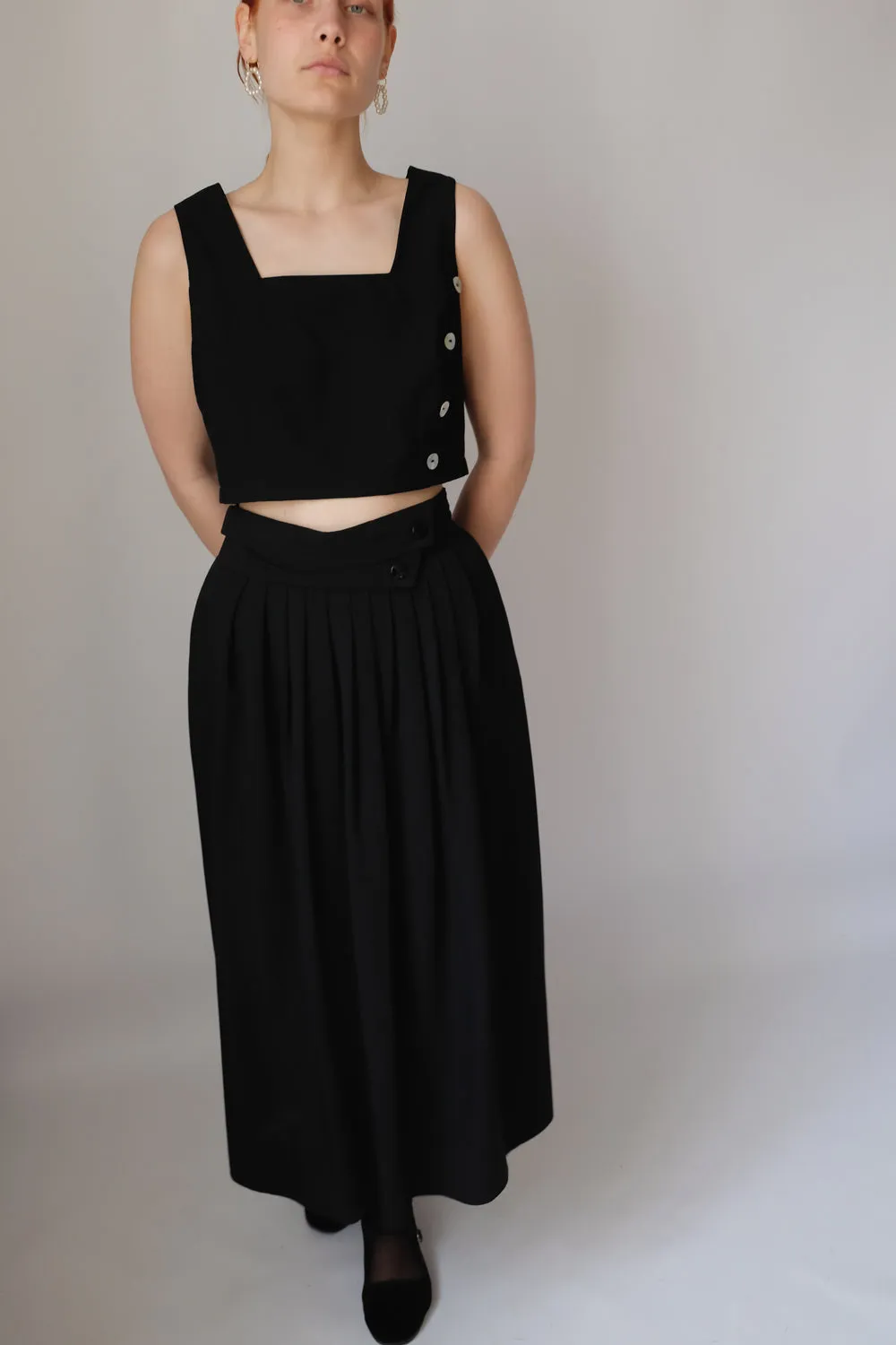 MIDI BLACK VINTAGE SKIRT