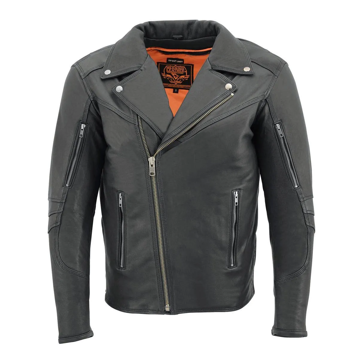 Milwaukee Leather MLM1516 Black Real Leather Motorcycle Jacket for Men