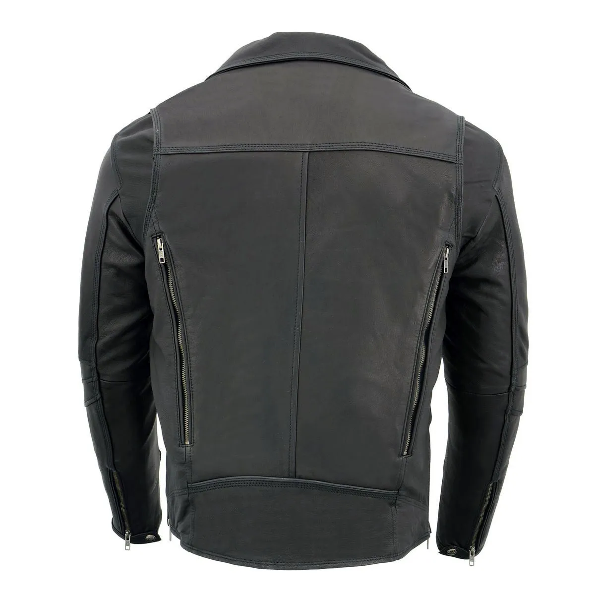 Milwaukee Leather MLM1516 Black Real Leather Motorcycle Jacket for Men