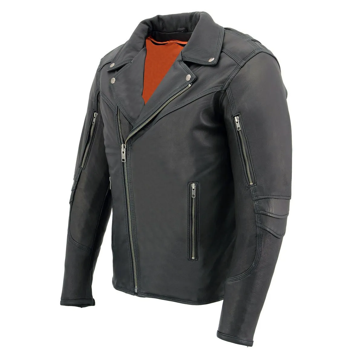 Milwaukee Leather MLM1516 Black Real Leather Motorcycle Jacket for Men