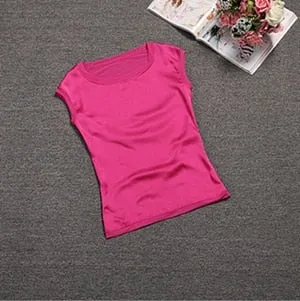 New Casual Chiffon Silk Blouse Slim Sleeveless Tops Blouses