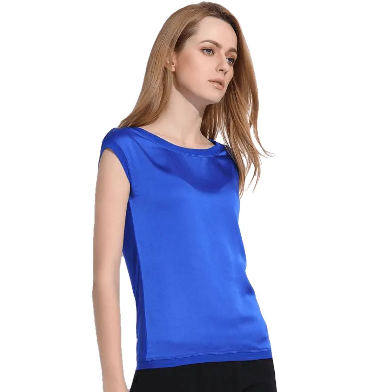 New Casual Chiffon Silk Blouse Slim Sleeveless Tops Blouses