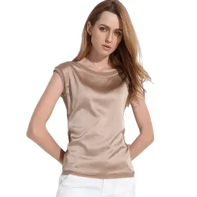 New Casual Chiffon Silk Blouse Slim Sleeveless Tops Blouses