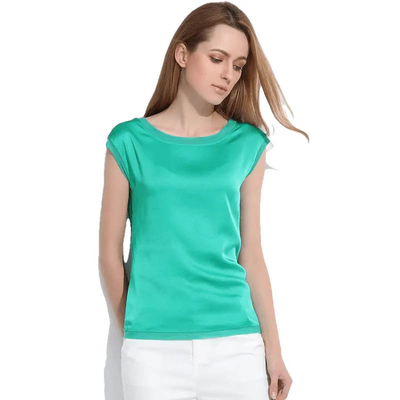 New Casual Chiffon Silk Blouse Slim Sleeveless Tops Blouses