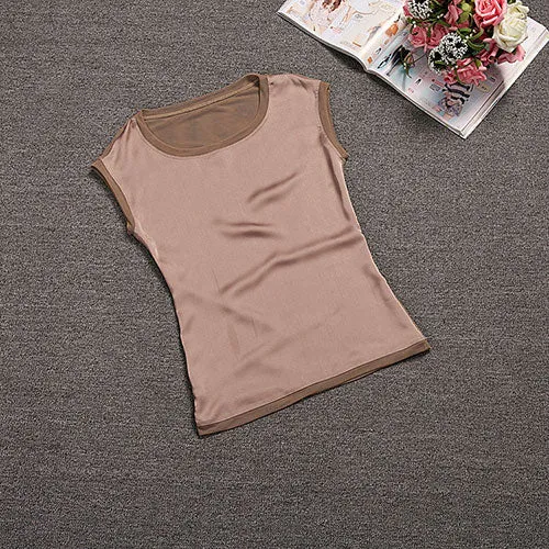 New Casual Chiffon Silk Blouse Slim Sleeveless Tops Blouses