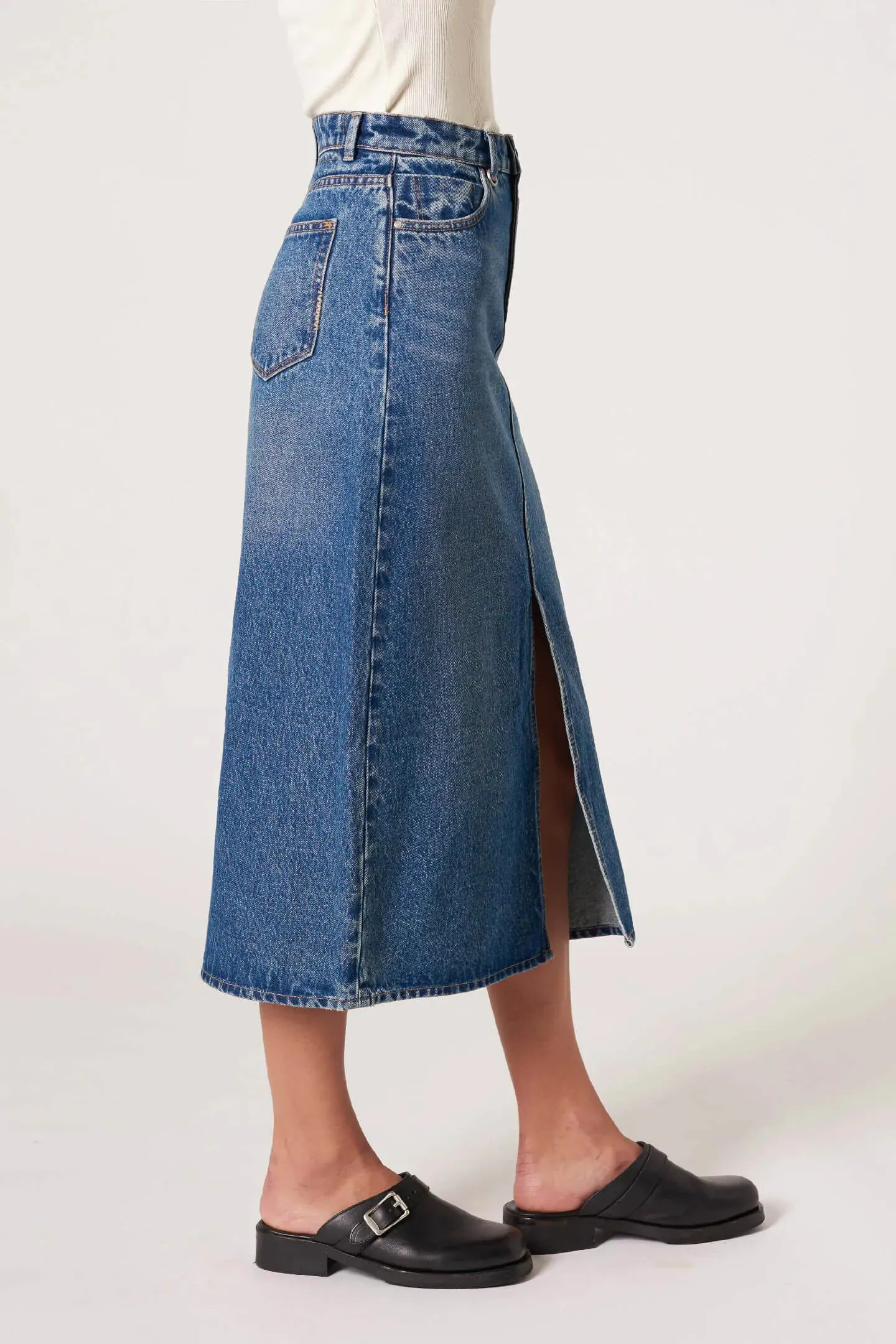 Nico Vintage Indigo Mid Denim Skirt