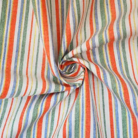 Orange-Gold-Multi Stripe Poly Cotton Metallic Shirting Woven Fabric