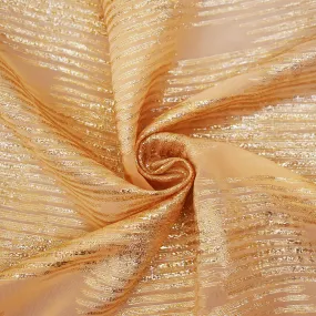 Orange-Gold-Silver Nylon Metallic Abstract Organza Woven Fabric