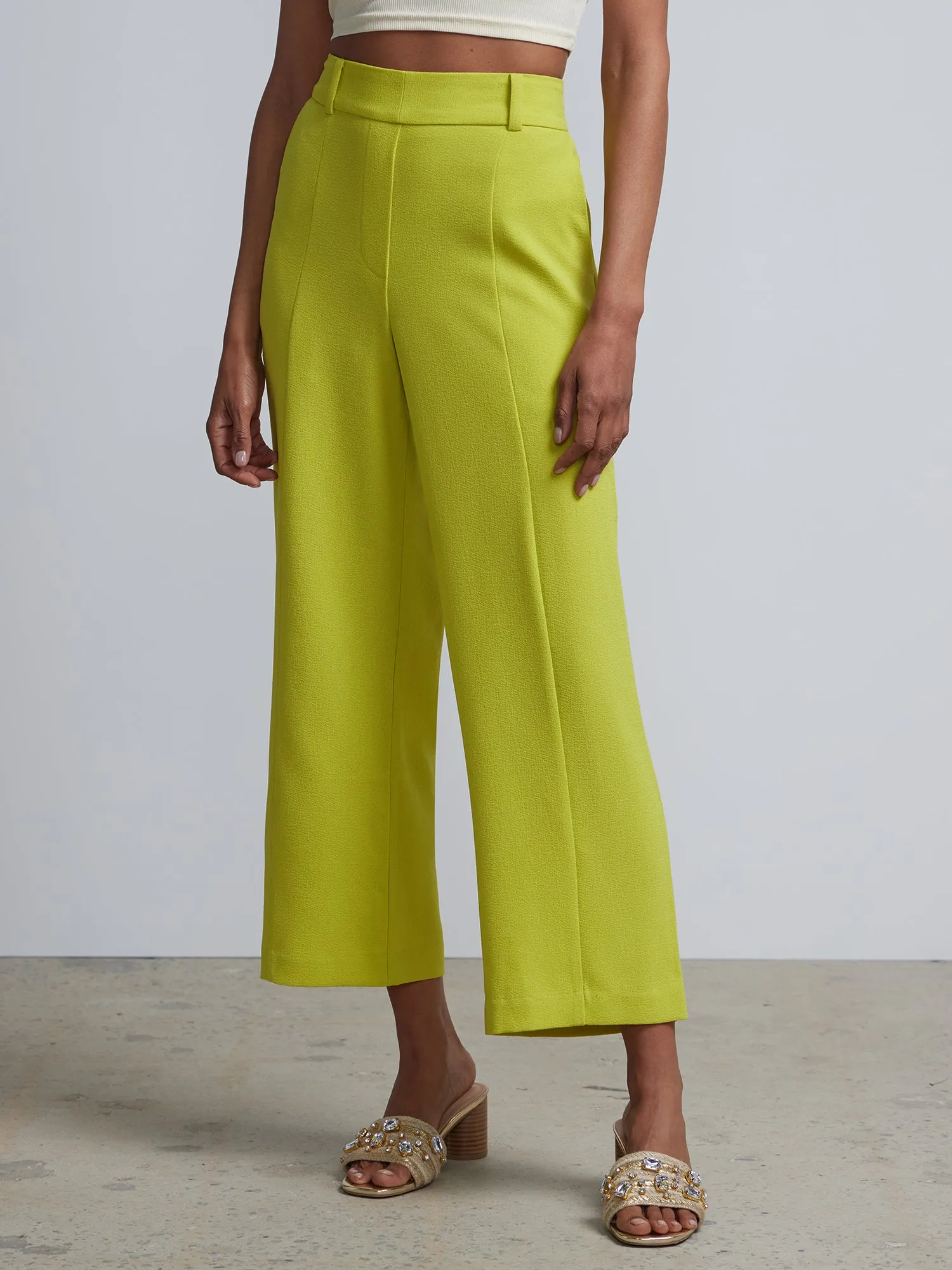 Petite Pull-On Crepe Wide-Leg Capri Pant