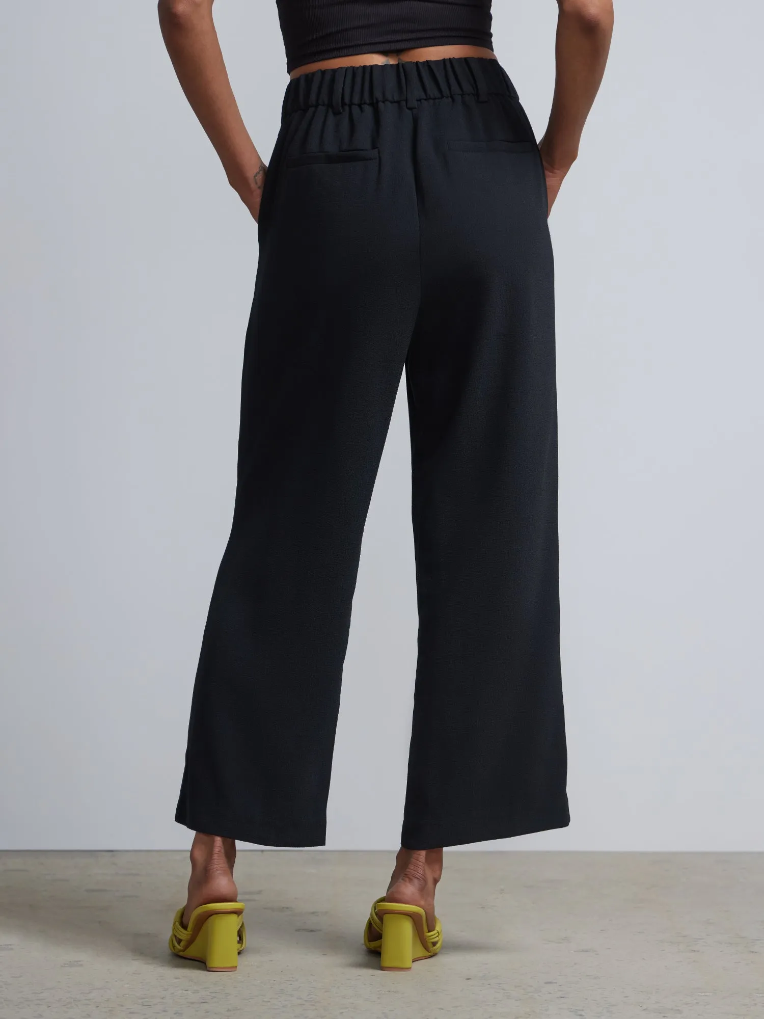 Petite Pull-On Crepe Wide-Leg Capri Pant