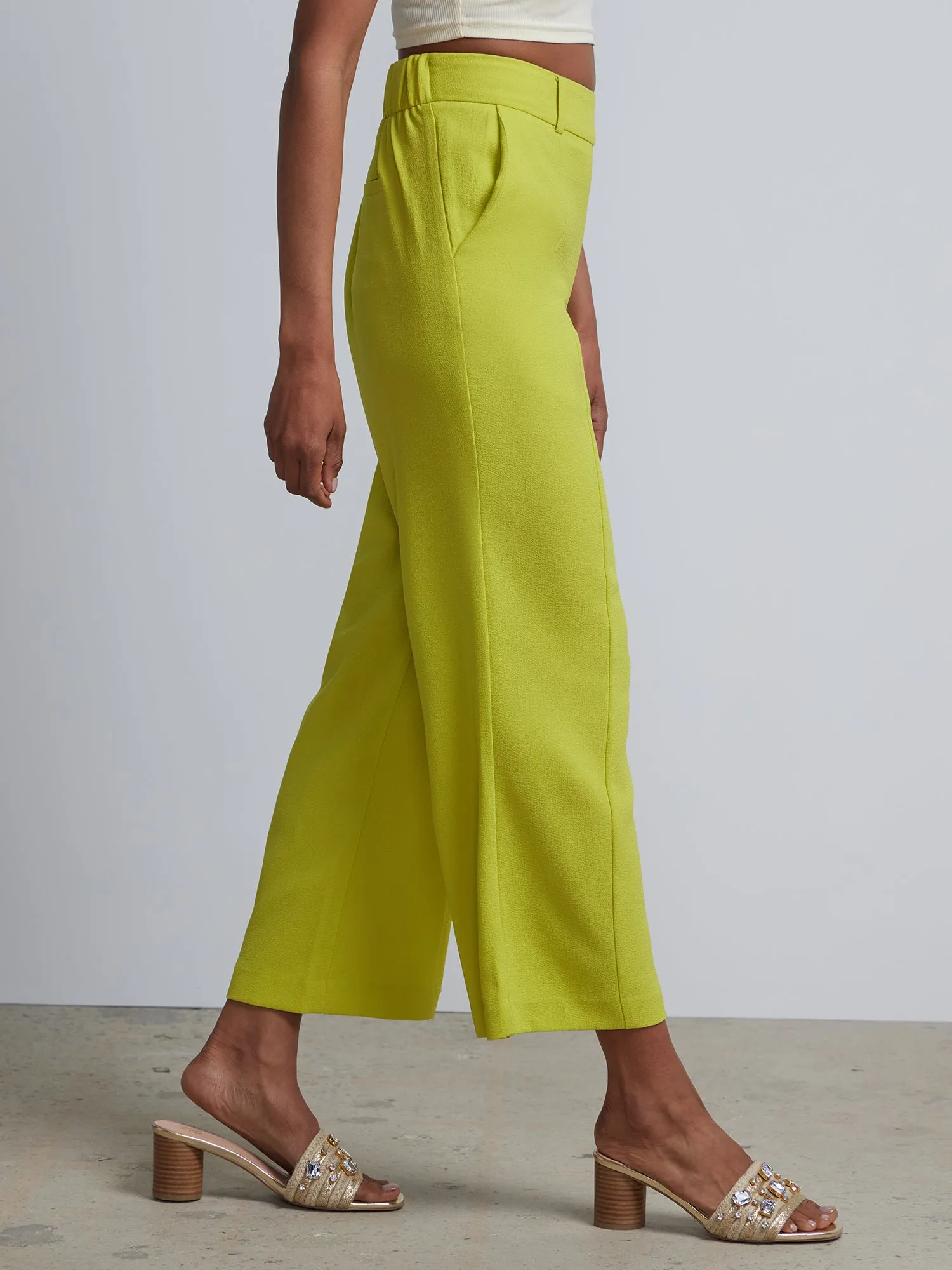 Petite Pull-On Crepe Wide-Leg Capri Pant