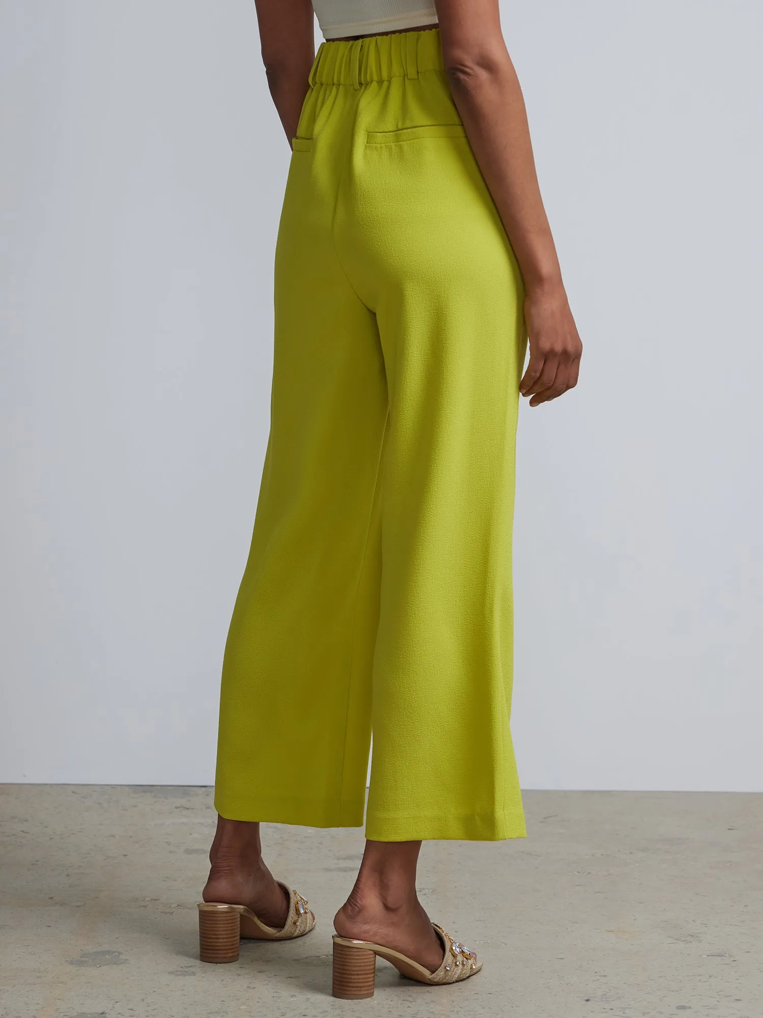 Petite Pull-On Crepe Wide-Leg Capri Pant