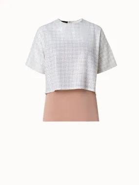 Pied-de-Poule Sequins Embellishment Organza Blouse