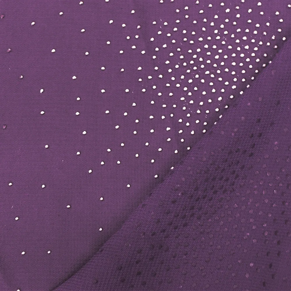 Purple-Silver Foil Dot Printed Poly Chiffon Woven Fabric